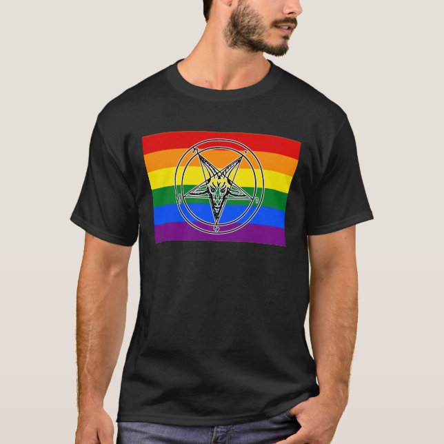 Camiseta Sigilo de Baphomet Orgullo LGBTQIA+ (Anverso)