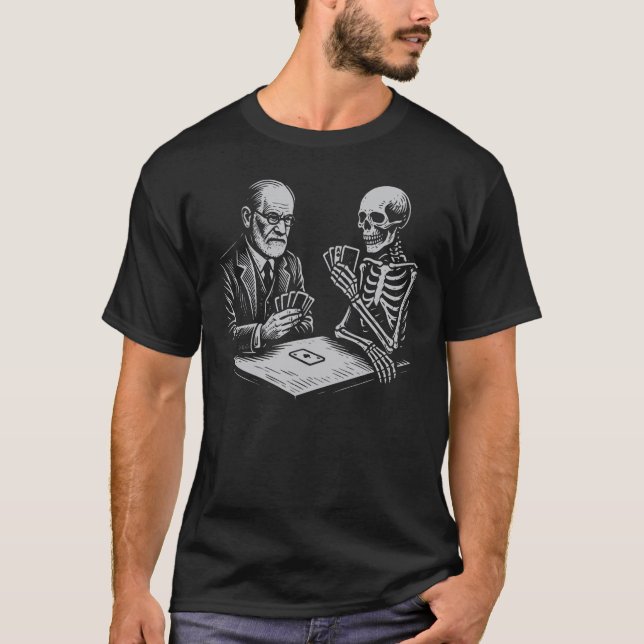 Camiseta Sigmund Freud jugando cartas con la muerte (Anverso)