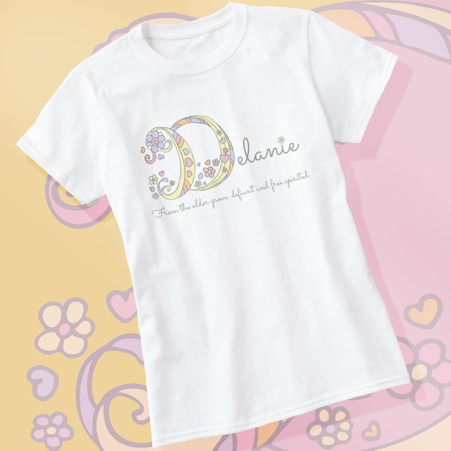 Camiseta Significado del nombre de niña Delanie monograma d (Subido por el creador)