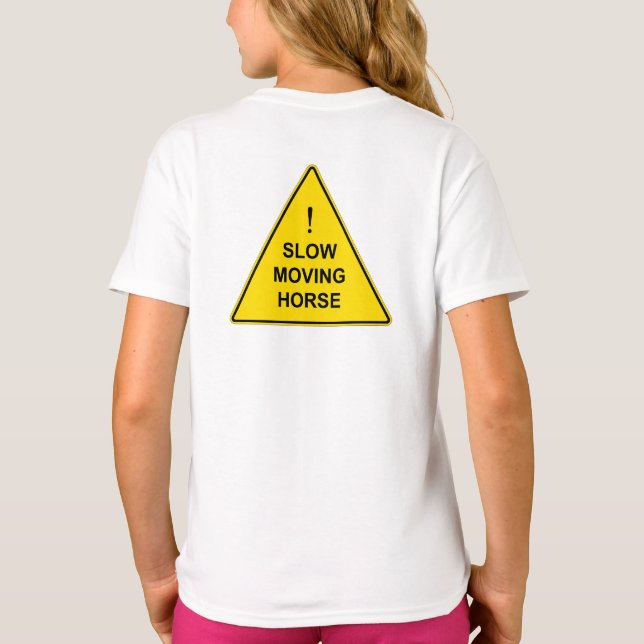 Camiseta Signo de advertencia amarillo divertido "Caballo l (Reverso)