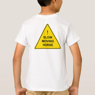 Camiseta Signo de advertencia amarillo divertido "Caballo l