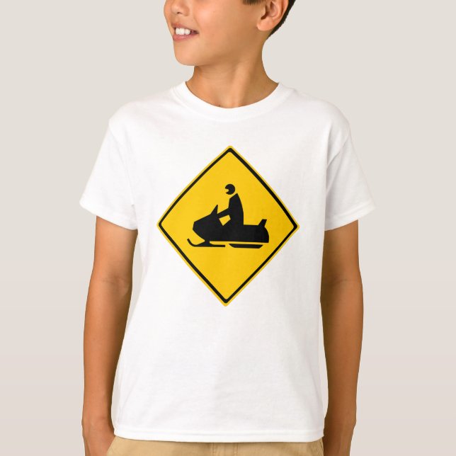 Camiseta Signo de advertencia de moto de nieve en invierno (Anverso)