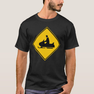Camiseta Signo de advertencia de moto de nieve en invierno