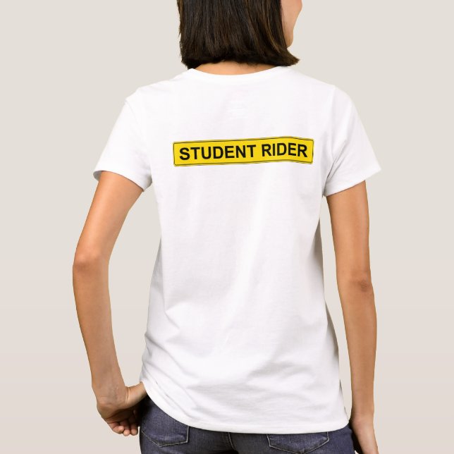 Camiseta Signo de advertencia "Estudiante en bicicleta": gr (Reverso)