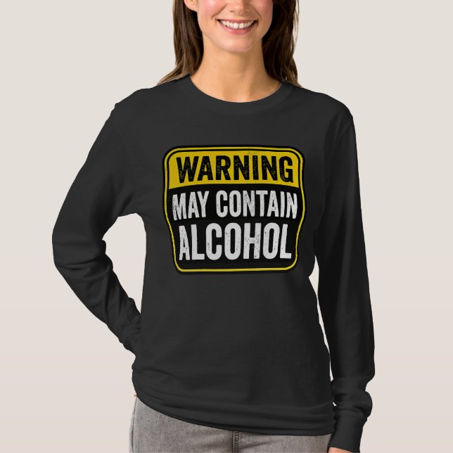 Camiseta Signo de advertencia que puede contener alcohol Cu (Anverso)