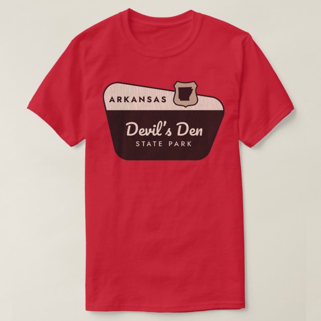 Camiseta Signo de bienvenida de Devils Den State Park Arkan (Diseño del anverso)