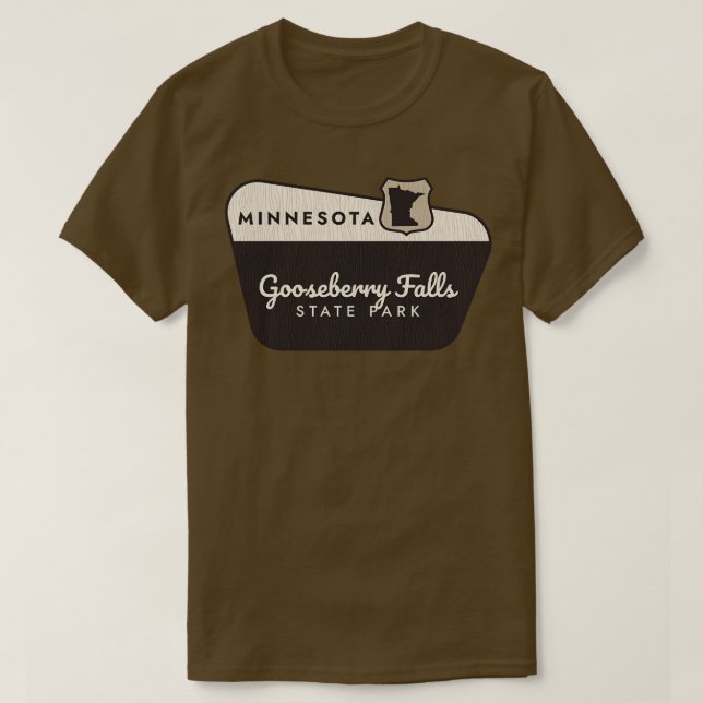 Camiseta Signo de bienvenida de Gooseberry Falls State Park (Diseño del anverso)