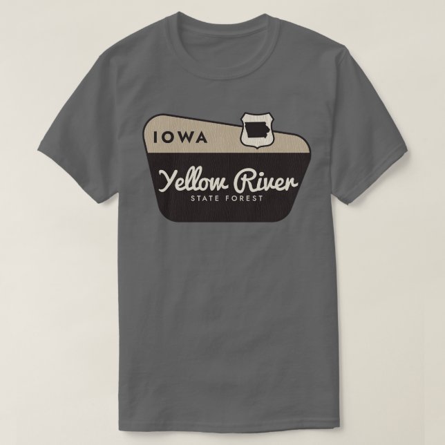 Camiseta Signo de bienvenida de Iowa del bosque estatal del (Diseño del anverso)