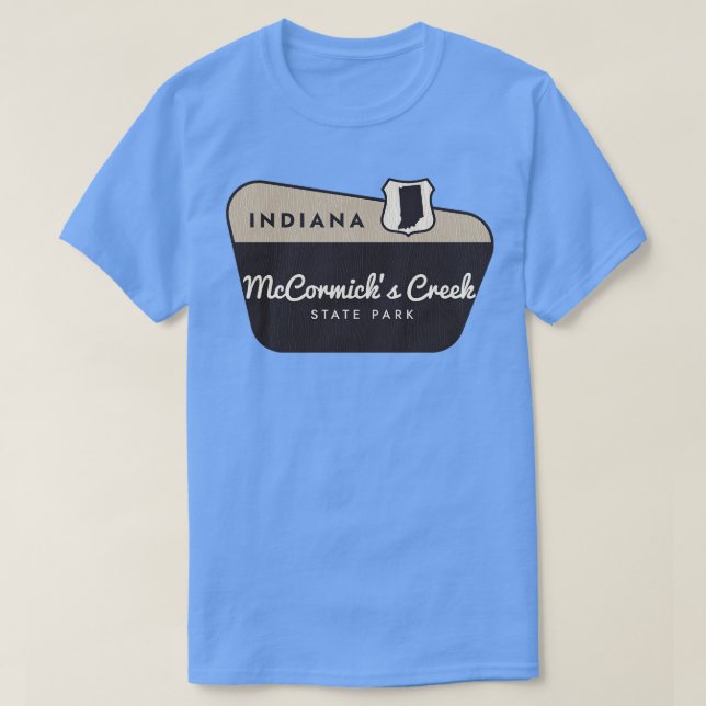 Camiseta Signo de bienvenida de McCormicks Creek State Park (Diseño del anverso)
