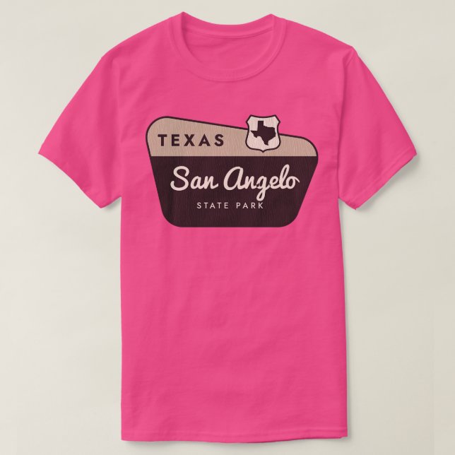 Camiseta Signo de bienvenida de San Angelo State Park Texas (Diseño del anverso)
