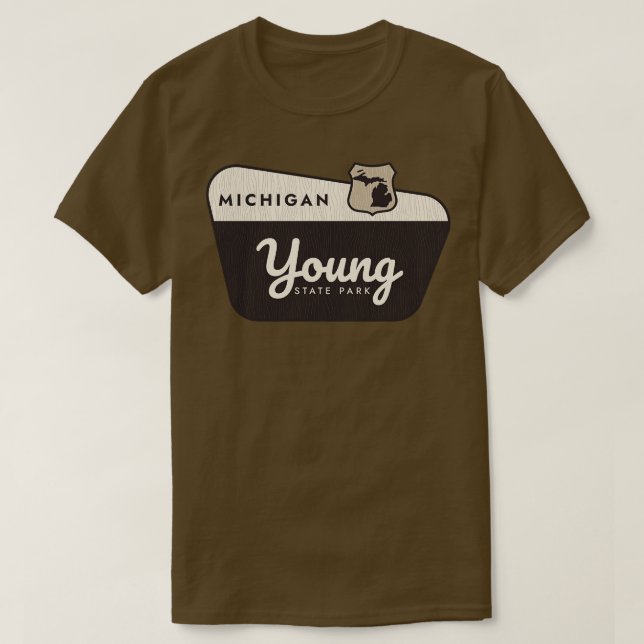 Camiseta Signo de bienvenida de Young State Park Michigan (Diseño del anverso)