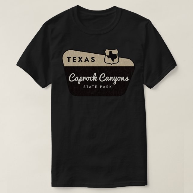 Camiseta Signo de bienvenida del Parque Estatal Caprock Can (Diseño del anverso)