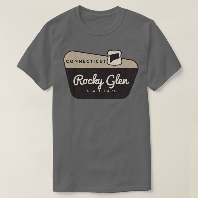 Camiseta Signo de bienvenida del Parque Estatal Rocky Glen  (Diseño del anverso)