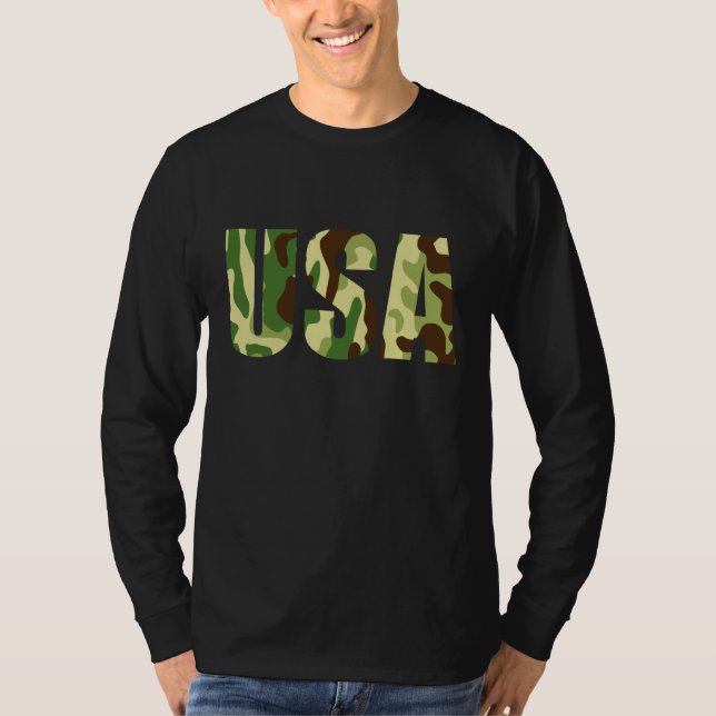 Camiseta Signo de camuflaje khaki de EE.UU. (Anverso)
