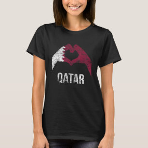 Camiseta Signo de Corazón de Amor Bandera Vintage de Qatar