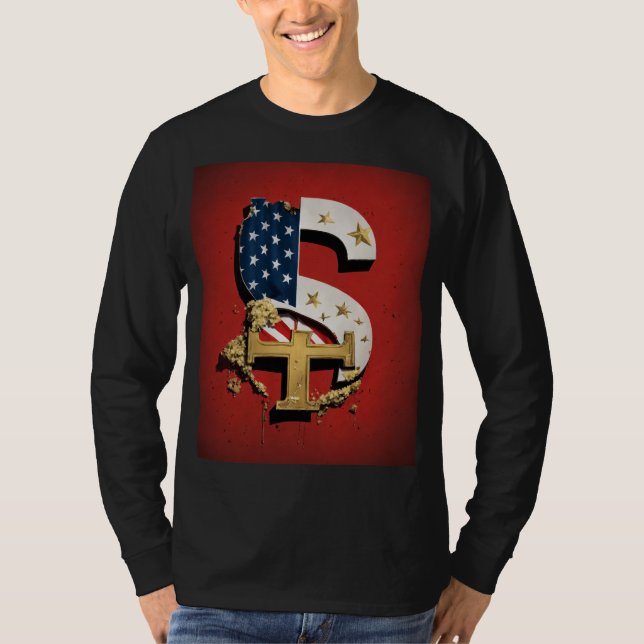 Camiseta Signo de dólar impreso Buena suerte (Anverso)
