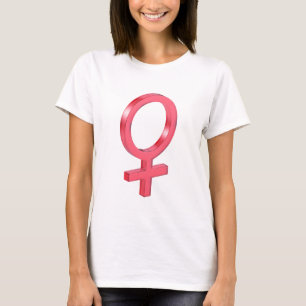 Camiseta Signo de género femenino de vidrio rojo