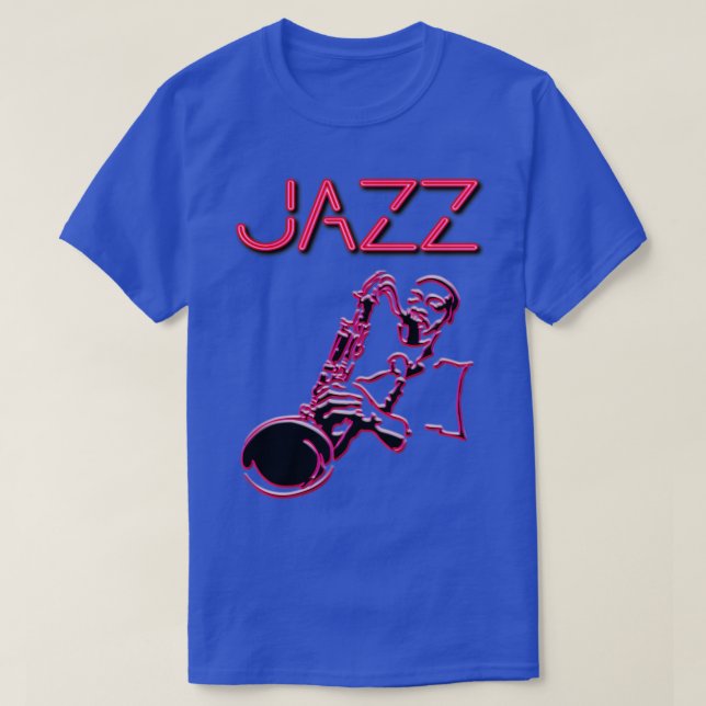 Camiseta Signo de Jazz Neon con Sax Player (Diseño del anverso)