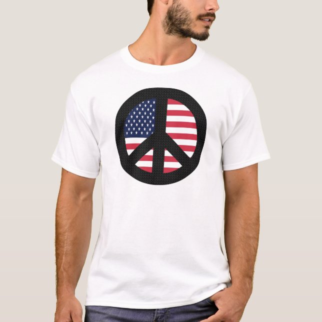Camiseta Signo de la paz con la bandera americana (Anverso)