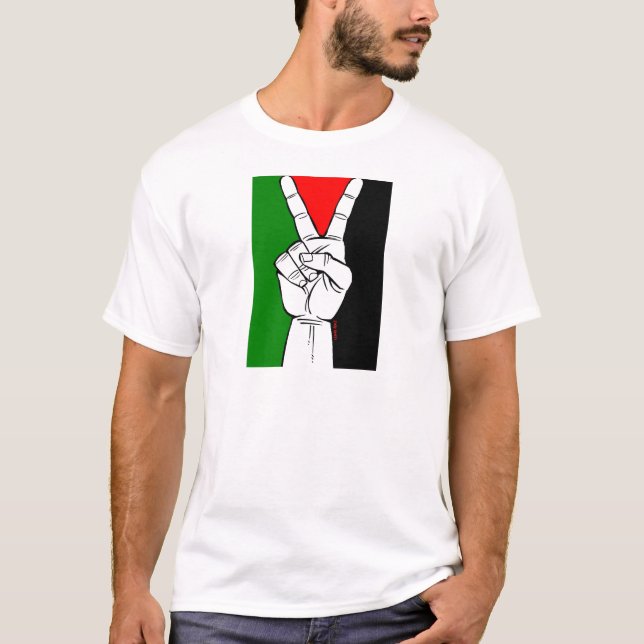 CAMISETA SIGNO DE LA PAZ DE LA BANDERA DE PALESTINA (Anverso)