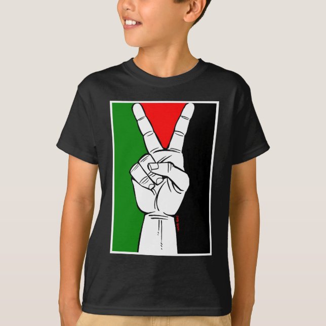 CAMISETA SIGNO DE LA PAZ DE LA BANDERA DE PALESTINA (Anverso)