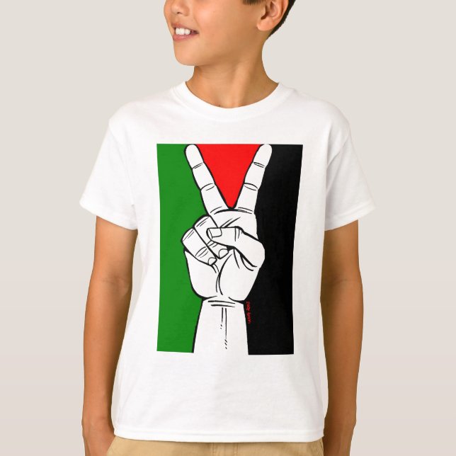 CAMISETA SIGNO DE LA PAZ DE LA BANDERA DE PALESTINA (Anverso)