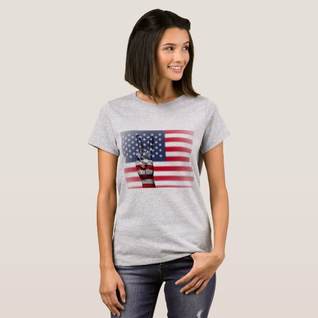 Camiseta Signo de la paz de la bandera estadounidense: Cami (Anverso completo)