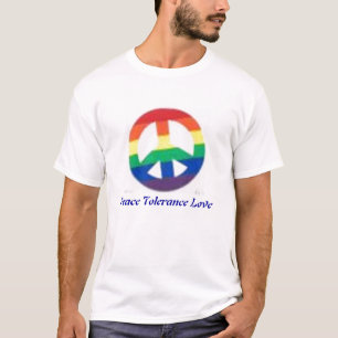Camiseta signo de la paz del arco iris, amor de la
