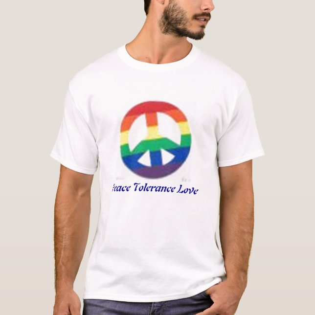 Camiseta signo de la paz del arco iris, amor de la (Anverso)