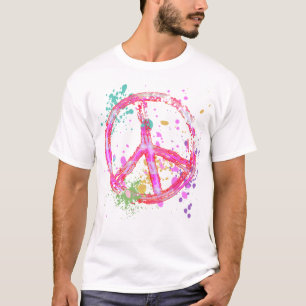 CAMISETA SIGNO DE LA PAZ RETRO DE LA SALPICADURA DE LA