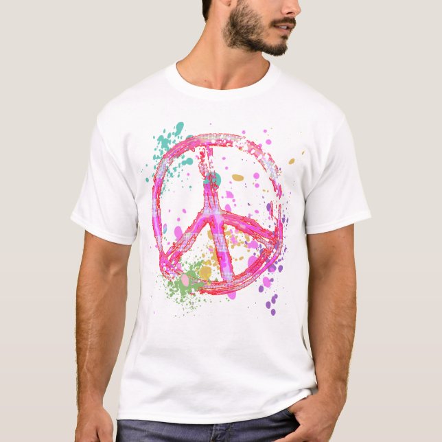 CAMISETA SIGNO DE LA PAZ RETRO DE LA SALPICADURA DE LA (Anverso)
