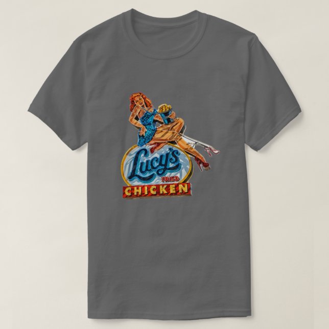 Camiseta Signo de neón de pollo frito de Lucyx27s (Diseño del anverso)