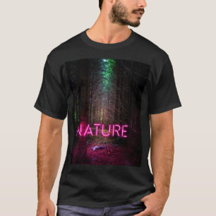 Camiseta Signo de neón magenta de la naturaleza misteriosa