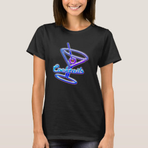 Camiseta Signo de neón retro de cóctel Martini