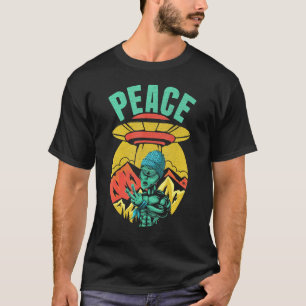 Camiseta Signo de paz alienígena Ufo Spaceship Alien Believ