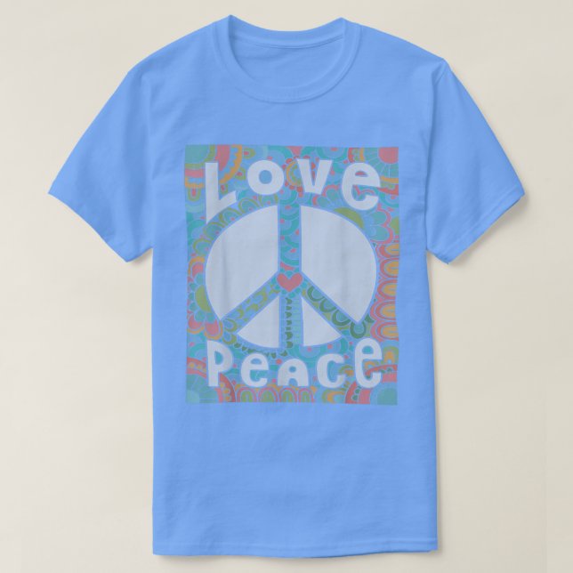Camiseta Signo de paz Amor 1960's Tie Dye Groovy Hippie (Diseño del anverso)