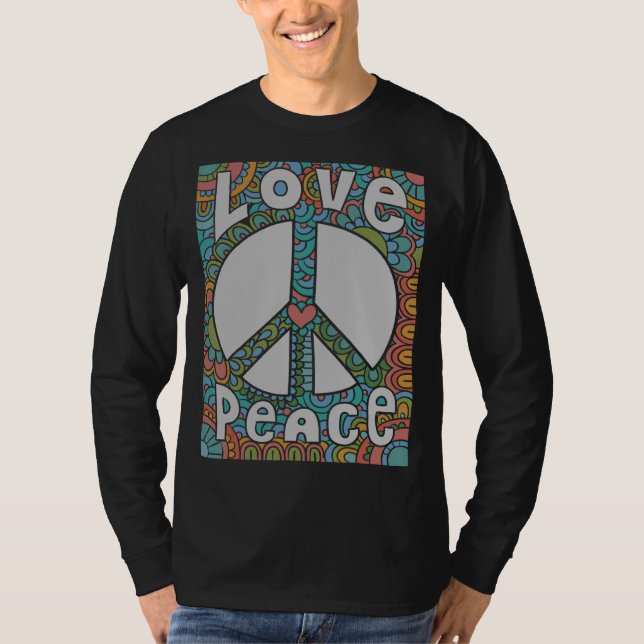 Camiseta Signo de paz Amor 1960's Tie Dye Groovy Hippie (Anverso)