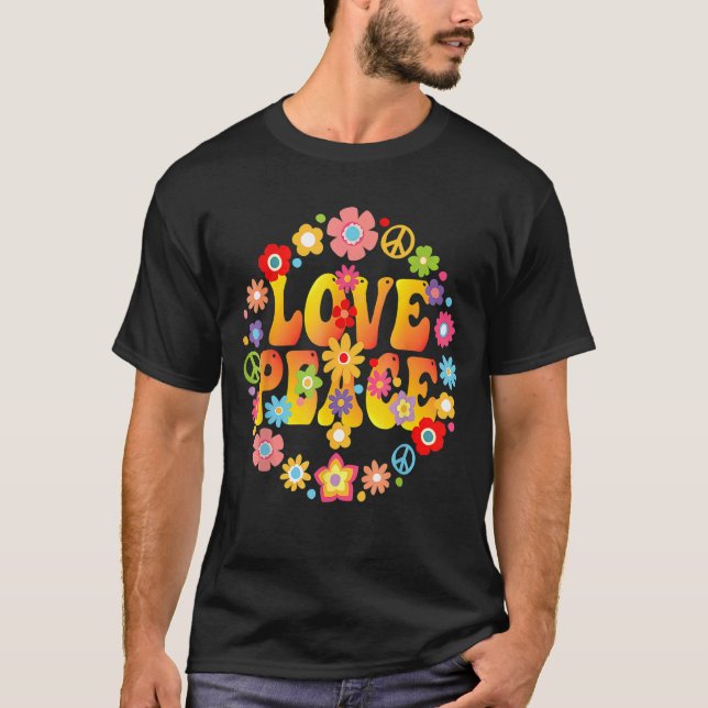 Camiseta Signo de paz Amor 1960's Tie Dye Groovy Hippie (Anverso)