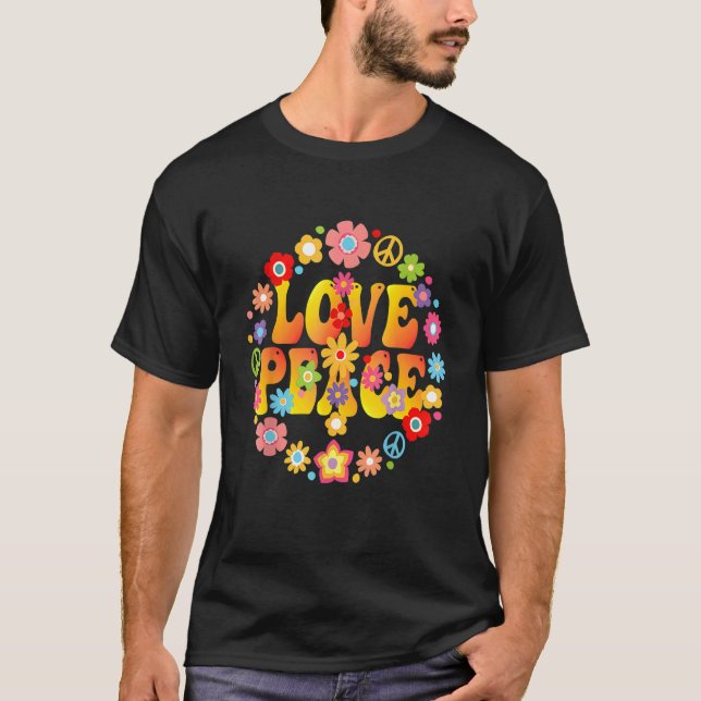 Camiseta Signo de paz Amor 1960's Tie Dye Groovy Hippie (Anverso)