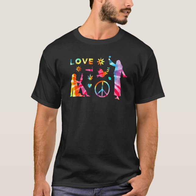 Camiseta Signo de paz Amor 6070 Colas de tinte disfraz hipp (Anverso)