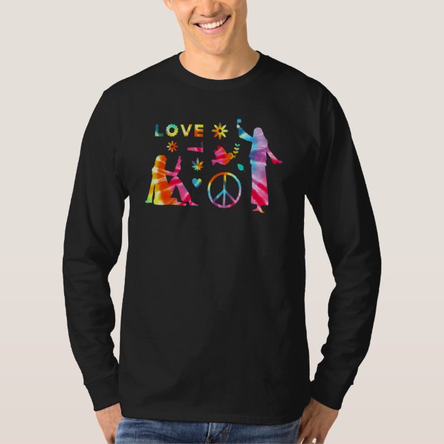 Camiseta Signo de paz Amor 6070 Colas de tinte disfraz hipp (Anverso)