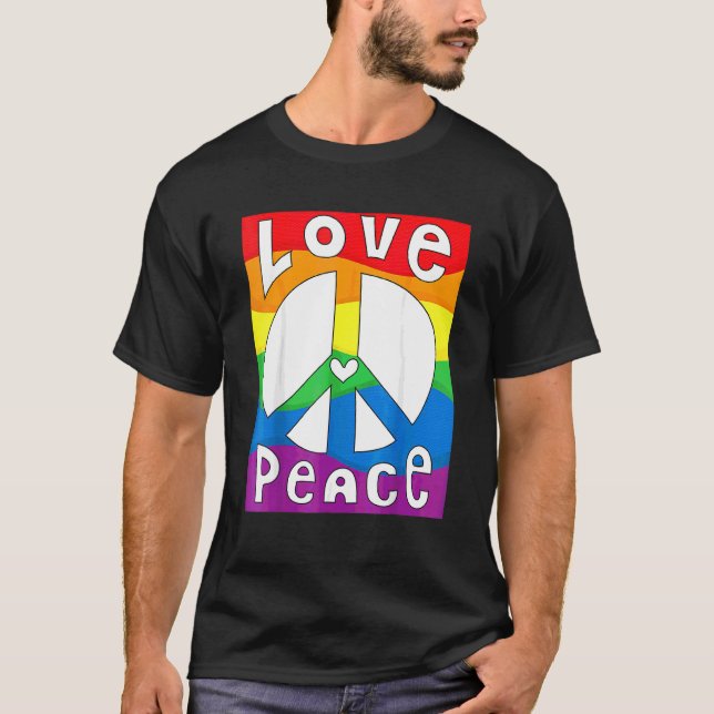 Camiseta Signo de paz Amor 6070 Colas de tinte disfraz hipp (Anverso)