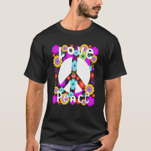 Camiseta Signo de paz amor 60 años 70 tinte de tinte hippie