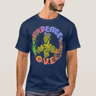 Camiseta Signo de paz amor 60 años 70 tinte de tinte hippie