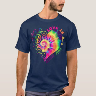 Camiseta Signo de paz amor 60 años 70 tinte de tinte hippie