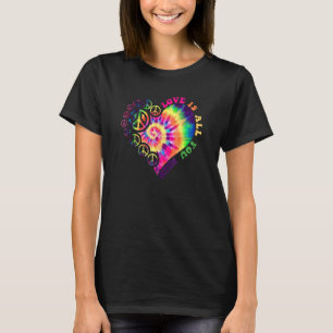 Camiseta Signo de paz amor 60 años 70 tinte de tinte hippie