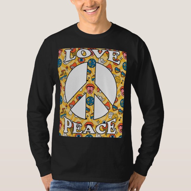 Camiseta Signo de paz Amor 60 s 70s 80s 90s Hippie retro Vi (Anverso)
