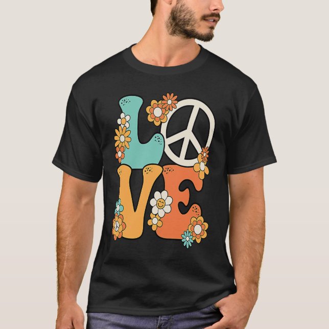 Camiseta Signo de paz Amor 60's 70s Costume Groovy Hippie T (Anverso)