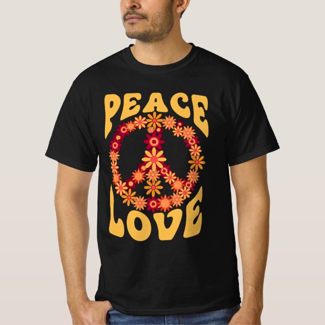 Camiseta Signo de paz Amor 60's 70s Costume Groovy Hippie T (Anverso)