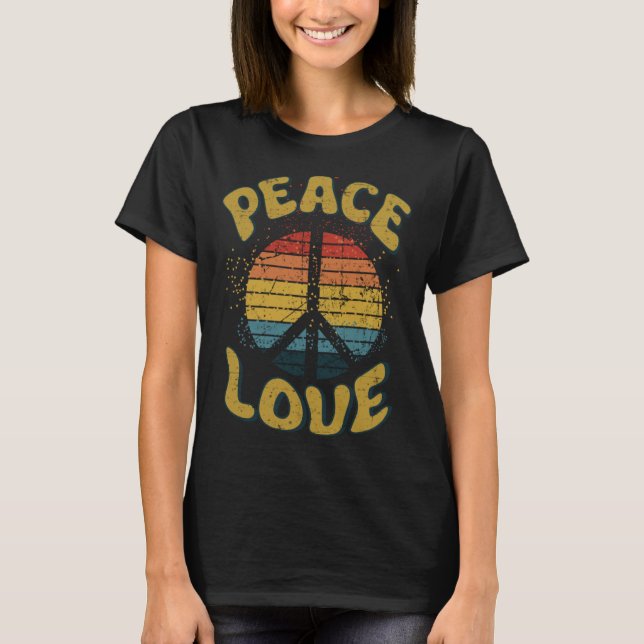 Camiseta Signo de paz Amor 60's 70s Costume Groovy Hippie T (Anverso)